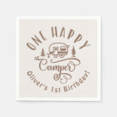 Een Happy Camper bruin minimalist 1e verjaardag Servet (Voorkant)