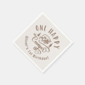 Een Happy Camper bruin minimalist 1e verjaardag Servet (Hoek)