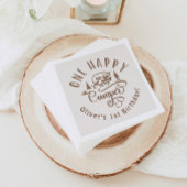 Een Happy Camper bruin minimalist 1e verjaardag Servet