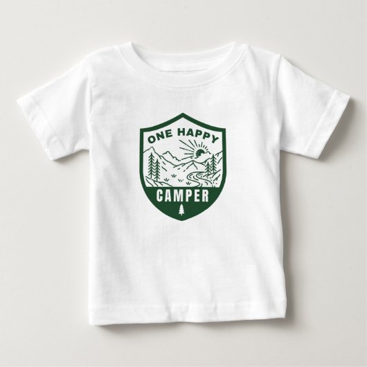 Een Happy Camper Camp First Birthday Shirt (Voorkant)