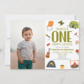 Een Happy Camper Camping 1e Eerste Verjaardagsfees Kaart (Voorkant)