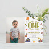 Een Happy Camper Camping 1e Eerste Verjaardagsfees Kaart (Staand voorkant)