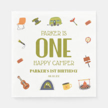 Een Happy Camper Camping 1e Eerste Verjaardagsfees
