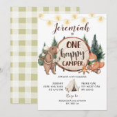 Een Happy Camper Camping Eerste Verjaardag uitnodi Kaart (Voorkant / Achterkant)