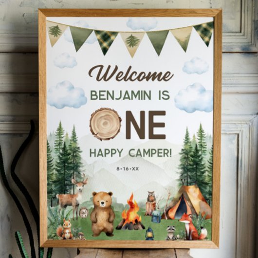 Een Happy Camper Eerste Verjaardag 18x24 Welkomstb Poster