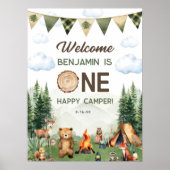 Een Happy Camper Eerste Verjaardag 18x24 Welkomstb Poster (Voorkant)