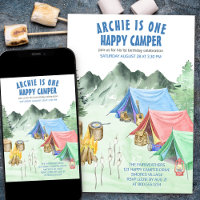 Een Happy Camper Eerste Verjaardag Camping