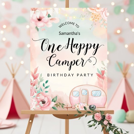 Een Happy Camper eerste verjaardag Poster