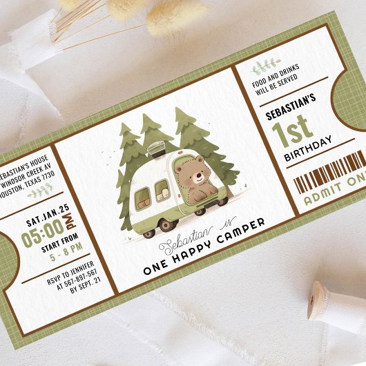 Een Happy Camper eerste verjaardagskaartje Kaart