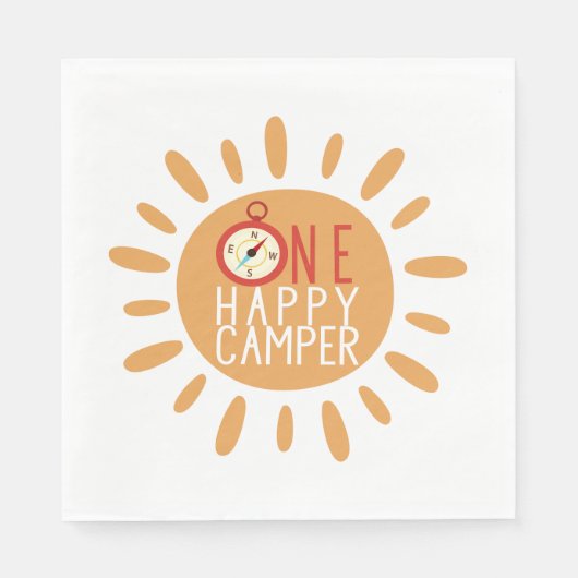 Een Happy Camper First Birthday Camping Sun Party Servet (Voorkant)