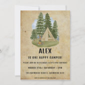 Eén Happy Camper First Birthday Party-uitnodiging Kaart (Voorkant)