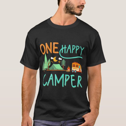 Eén Happy Camper First Birthday Shirt Camping (Voorkant)