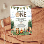 Eén Happy Camper First Birthday-uitnodiging Kaart