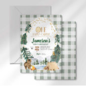 Eén Happy Camper First Birthday-uitnodiging Kaart