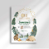 Eén Happy Camper First Birthday-uitnodiging Kaart