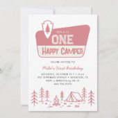 Een Happy Camper Girls 1e Camping Forest Verjaarda Kaart (Voorkant)