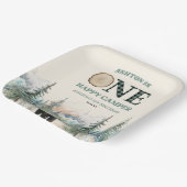 EEN Happy Camper Groen Beer 1e Verjaardagsfeest Papieren Bordje (Gebogen)