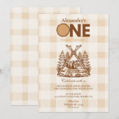 Een Happy Camper Mountain Forest 1e verjaardag Kaart (Voorkant / Achterkant)