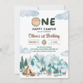 Een Happy Camper Mountain Forest 1e verjaardag Kaart (Voorkant)