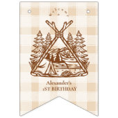 Een Happy Camper Mountain Forest 1e verjaardag Vlaggetjes (Eerste vlag)