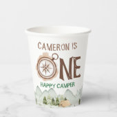 Een Happy Camper Mountains 1e verjaardag Papieren Bekers (Voorkant)