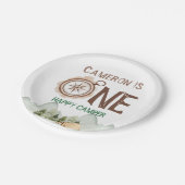 Een Happy Camper Mountains 1e verjaardag Papieren Bordje (Gekanteld)