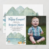 Eén Happy Camper Photo Mountains bootst 1 zaterdag Kaart (Voorkant / Achterkant)