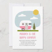 Een Happy Camper Pink Trailer Birthday Kaart (Voorkant)