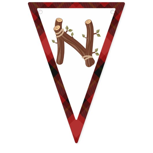 Een Happy Camper Red Buffalo Plaid 1e Verjaardag Vlaggetjes (Tweede vlag)