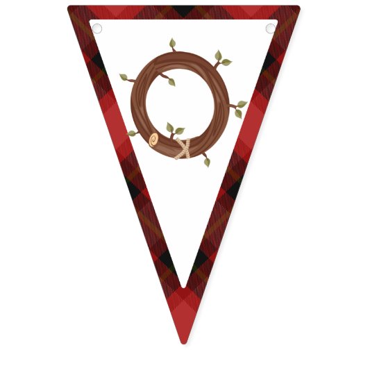 Een Happy Camper Red Buffalo Plaid 1e Verjaardag Vlaggetjes (Eerste vlag)