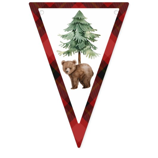 Een Happy Camper Red Buffalo Plaid 1e Verjaardag Vlaggetjes (Tiende vlag)