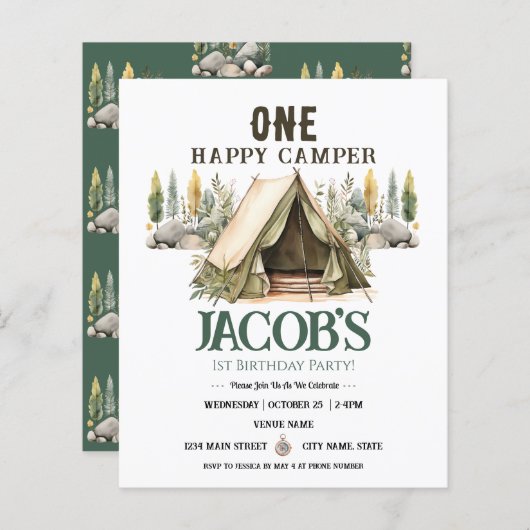 Een Happy Camper Rustiek Verjaardagspapier (Voorkant / Achterkant)