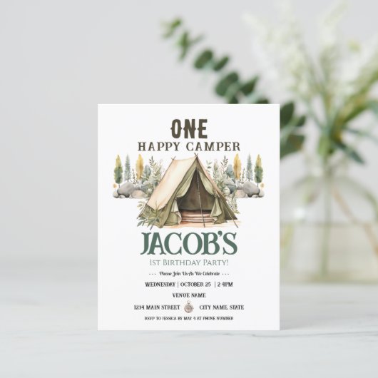 Een Happy Camper Rustiek Verjaardagspapier (Staand voorkant)