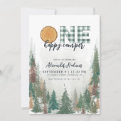 Eén Happy Camper Sage Green 1st Birthday Kaart (Voorkant)