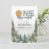 Eén Happy Camper Sage Green 1st Birthday Kaart (Staand voorkant)