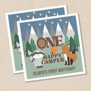 Een Happy Camper Schattige Woodland Animals Favor Servet
