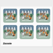 Een Happy Camper Schattige Woodland Animals Favor Vierkante Sticker (Vel)