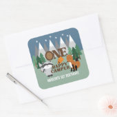 Een Happy Camper Schattige Woodland Animals Favor Vierkante Sticker (Envelop)