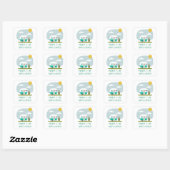 Een Happy Camper Turquoise Trailer Birthday Napkin Vierkante Sticker (Vel)