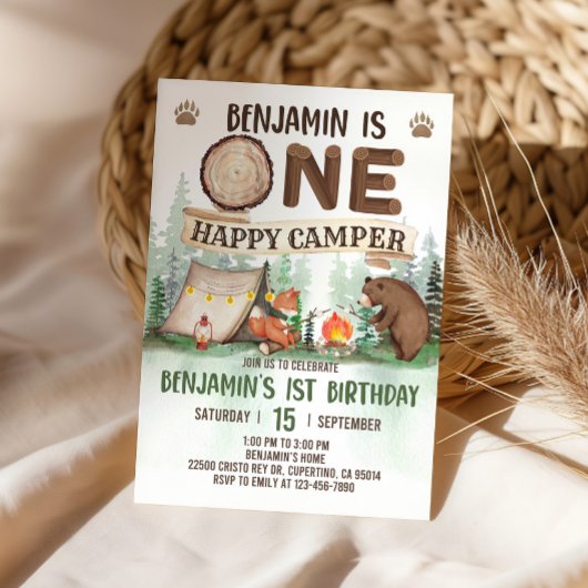 Een Happy Camper Verjaardag Camping Uitnodiging