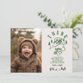 Een Happy Camper Verjaardag foto bedankkaart Kaart (Staand voorkant)