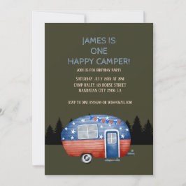 Een Happy Camper Verjaardag Kinder Kaart
