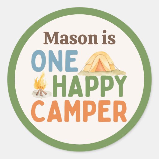 Een Happy Camper Verjaardag Sticker (Voorkant)