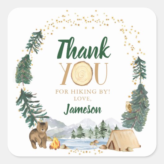 Een Happy Camper Verjaardagsfeestje Stickers (Voorkant)