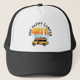 Een Happy Camper Vintage Sunset w Camper & Trees Trucker Pet