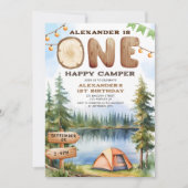 EEN Happy Camper Waterverf Jongen 1e Verjaardagsfe Kaart (Voorkant)