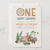 Eén Happy Camper Waterverf Woodland 1e verjaardag Kaart (Voorkant)