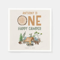 Eén Happy Camper Waterverf Woodland 1e verjaardag