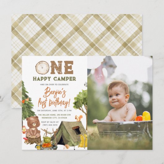 Een Happy Camper Wood Beer Foto's 1 oktober Kaart (Voorkant / Achterkant)