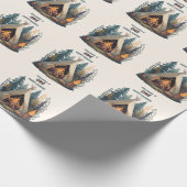 Eén Happy Camper Wood Boys 1e verjaardag Cadeaupapier (Hoek)